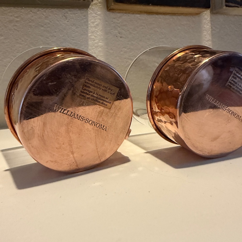 Williams Sonoma Set Of Two Hammered Copper & Glass Mugs - Picture 6 of 7